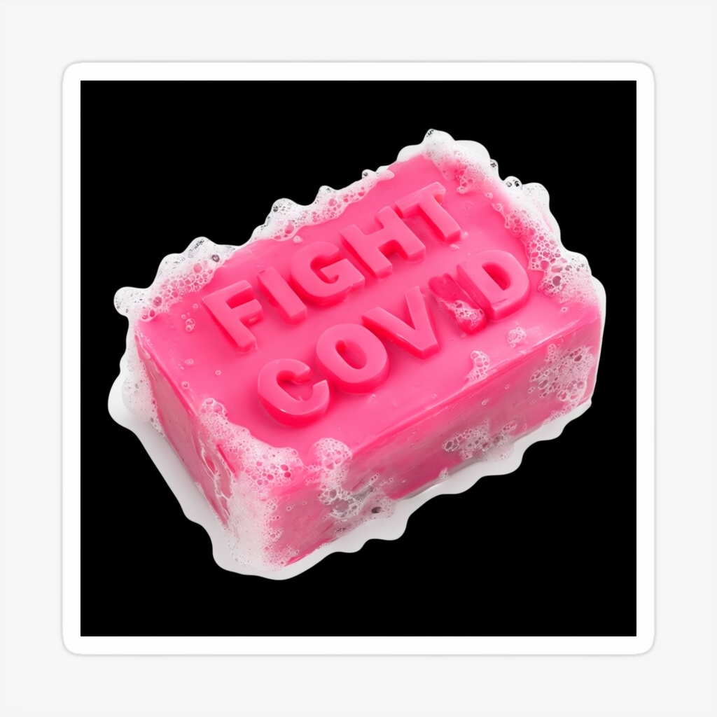 Bright Pink Fight COVID Soap Bar Sticker