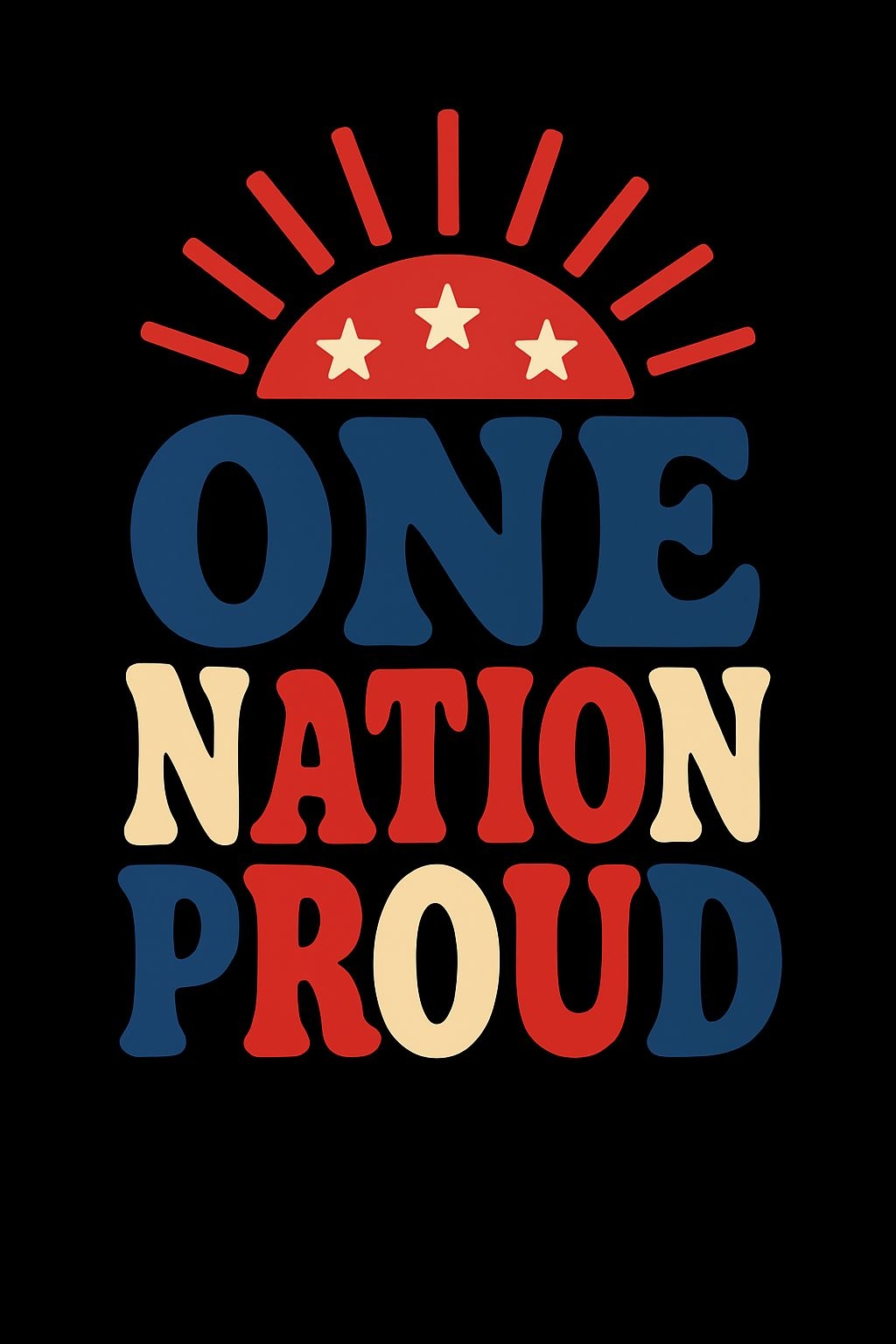 One Nation Proud Retro Typography Design T-Shirt