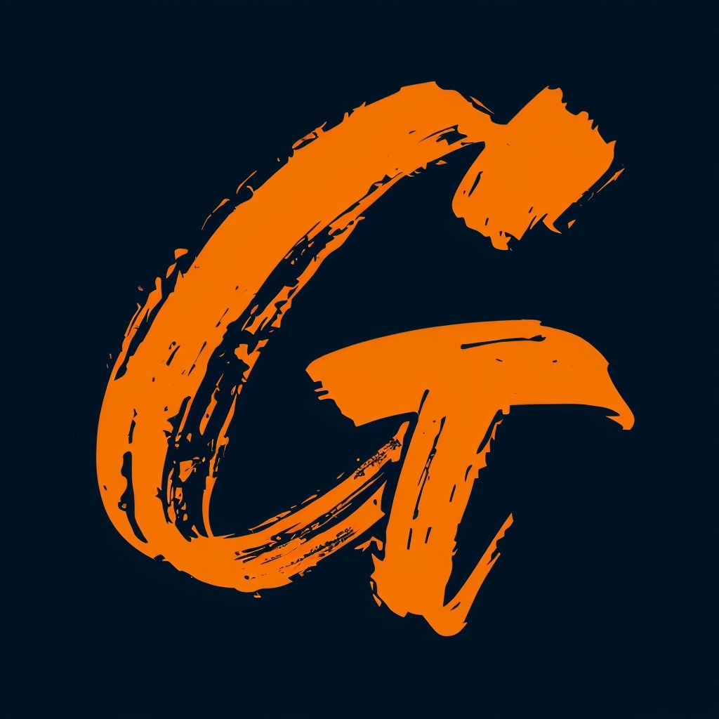 Bold Orange Brushstroke Monogram G on Dark Navy Background Monogram
