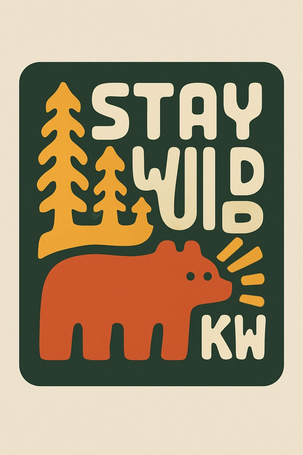 Stay Wild Retro Bear and Trees Graphic T-Shirt