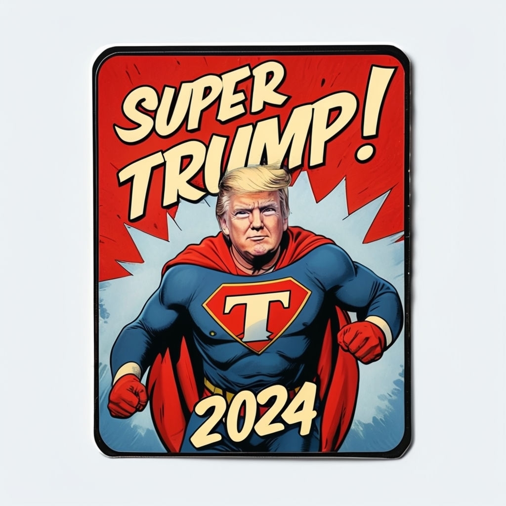 Vintage Super Trump Comic Style Sticker for Supporters