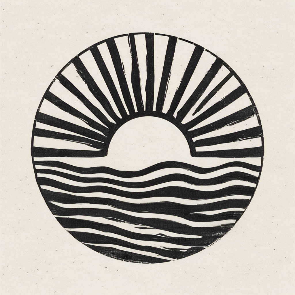 Minimalist Sun and Water Vector Illustration Art