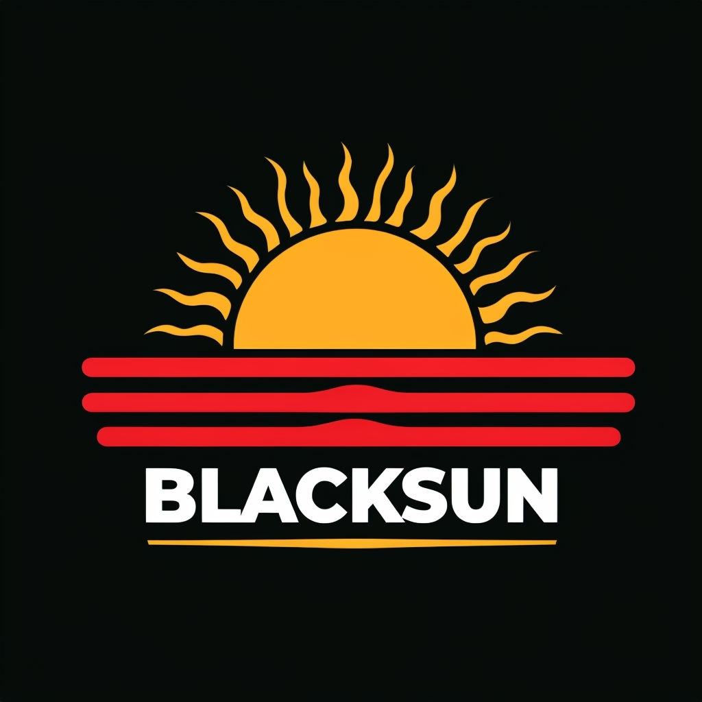 Minimalist Golden Sun Rising with Black and Red Stripes T-shirt
