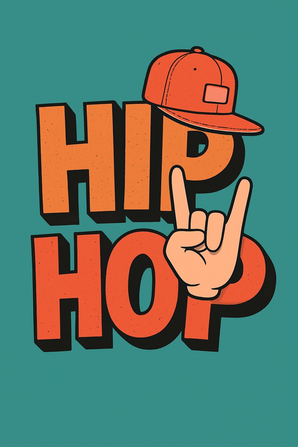 Vibrant Hip Hop Culture Graphic T-Shirt Design with Text and Cap