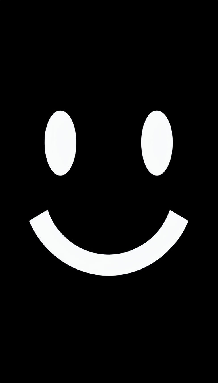 Minimalist Smiley Face Design on Black Background Mobile Wallpaper