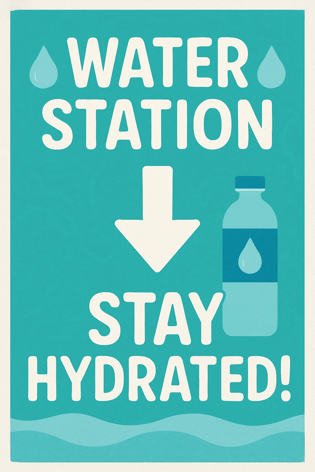 Modern Minimalist Water Station Sign to Encourage Hydration Event Sign