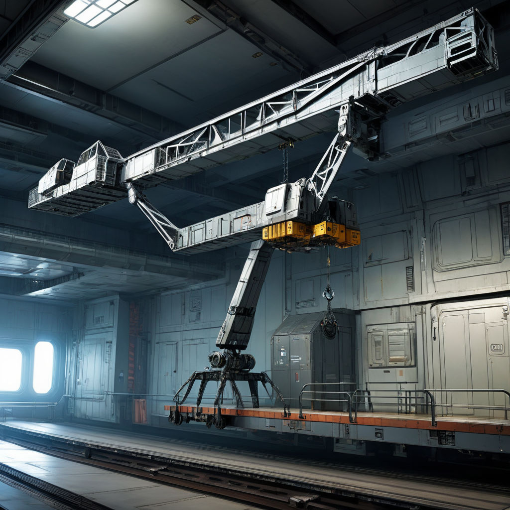 Sci fi cargo crane on a rail attached to a ceiling by Alex Thomas ...