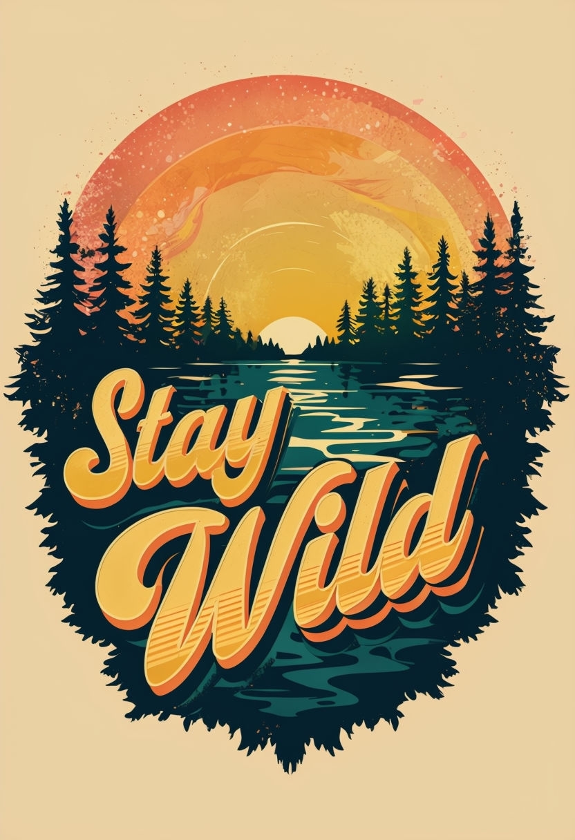 Stay Wild Retro Adventure Illustration Poster