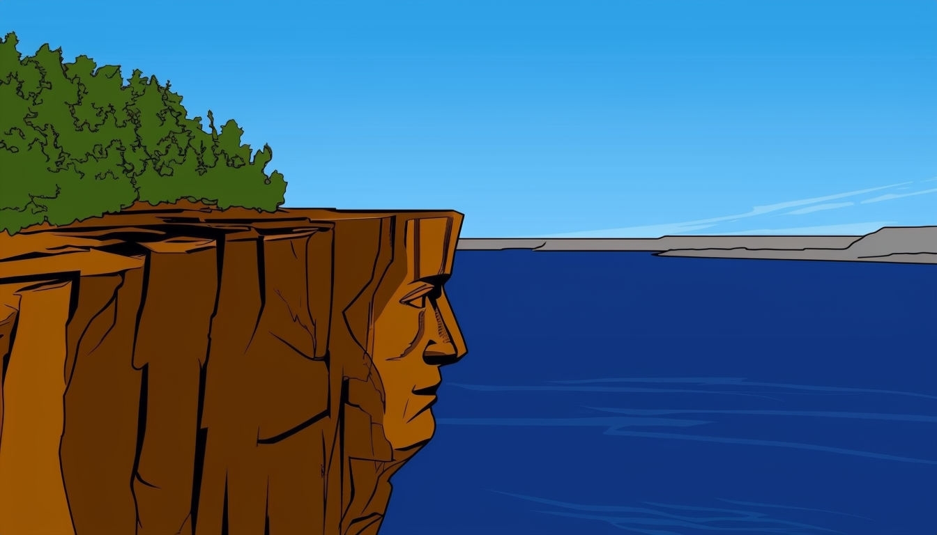 Stylized Cliff Face and Ocean Landscape Vector Background