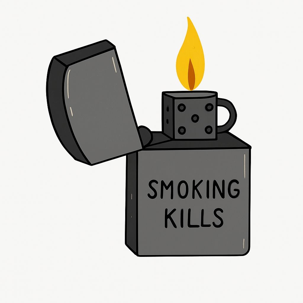 Sleek Open Zinc Alloy Lighter with 'Smoking Kills' Sticker