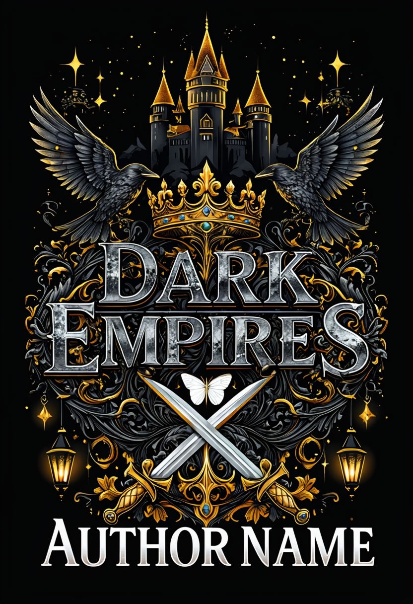 Gothic Fantasy Dark Empires Book Cover with Ravens and Swords EBook Cover