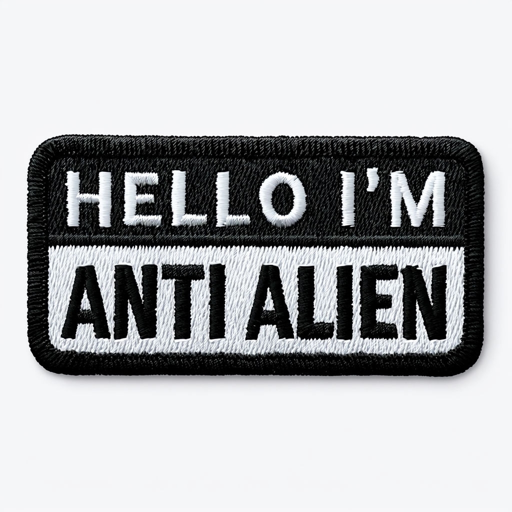 Embroidered Hello I'm Anti Alien Patch Design for Hats