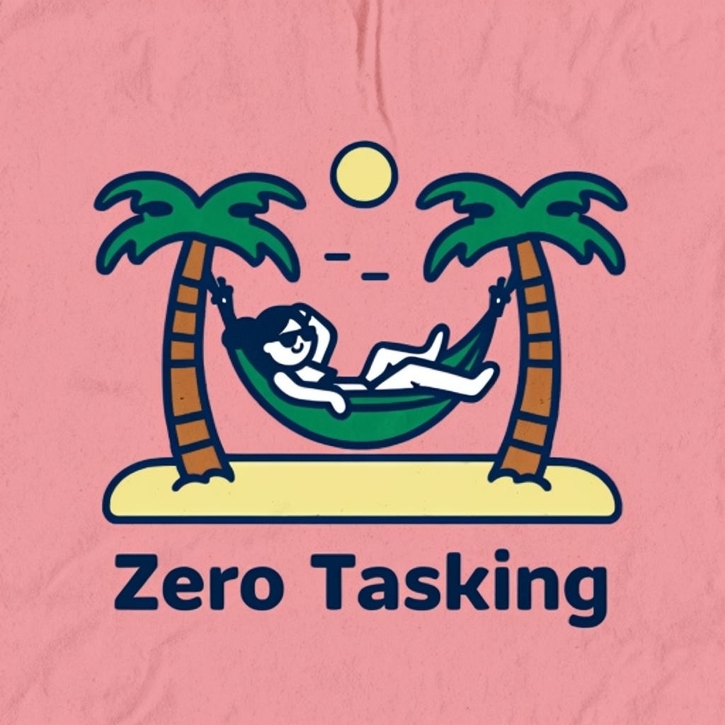 Zero Tasking Relaxing Cartoon Hammock Scene T-Shirt