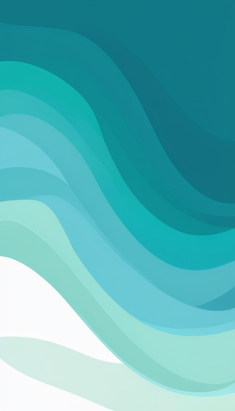 Teal to Light Blue Ocean Wave Gradient Minimalist Artwork Mobile Wallpaper