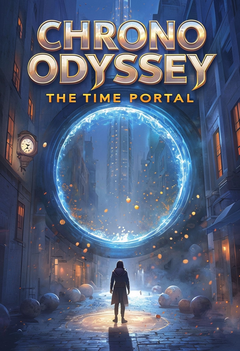 Futuristic Time Portal Cover Art for Chrono Odyssey EBook Cover