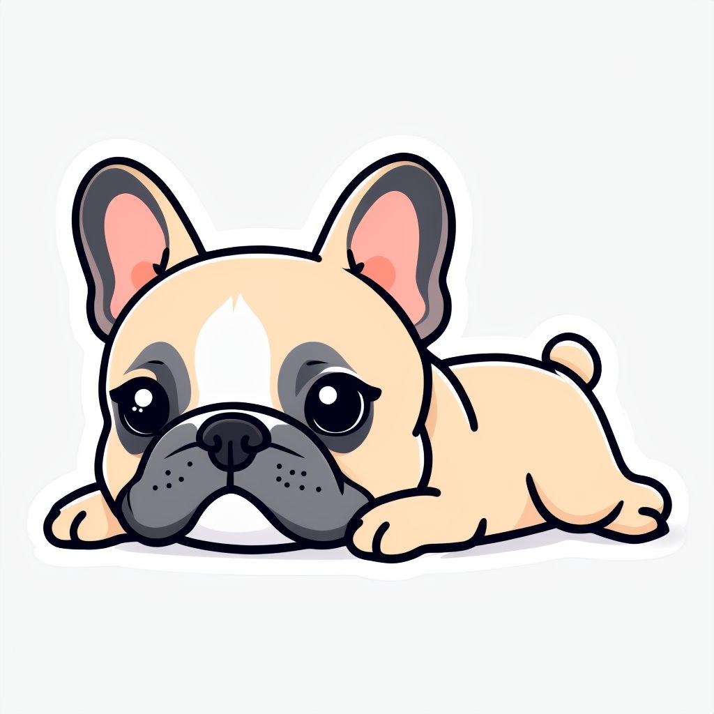 Adorable Light Beige Cartoon French Bulldog Sticker