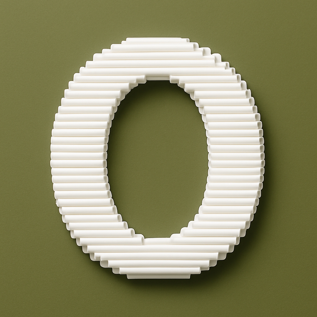 Intricate 3D Letter O Design with Cylindrical Tubes Sticker