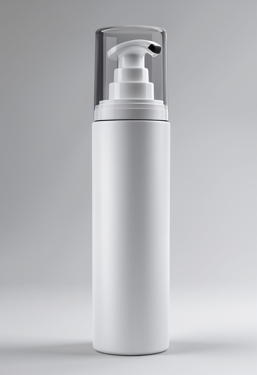 Sleek White Cylindrical Bottle with Aerating Pump Mockup