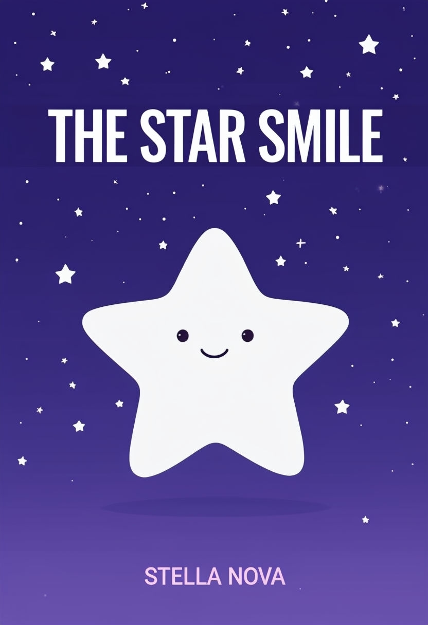 Smiling White Star Character in Night Sky Children's EBook Cover