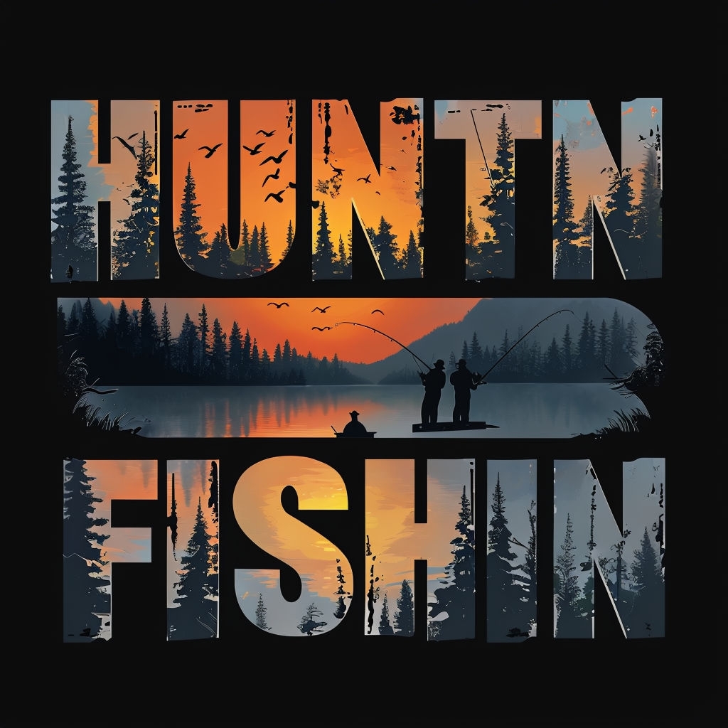 Huntin Fishin Nature Scene T-Shirt Design