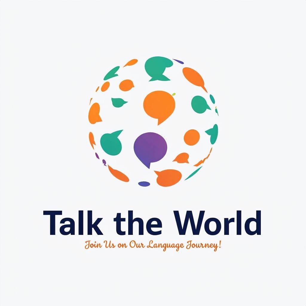 Colorful Minimalist Language Club Logo Design for Talk the World