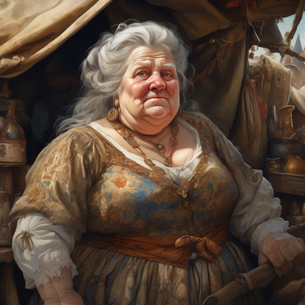 Middle age fat woman character