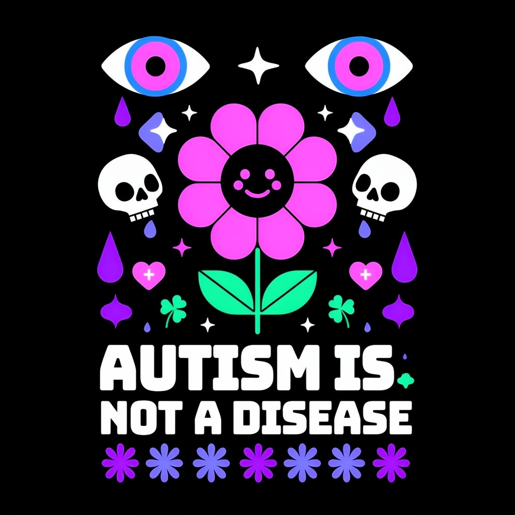 Vibrant Autism Awareness Design with Smiling Flower T-shirt