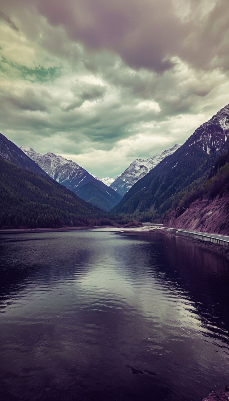 Serene Lake Reflection with Snow-Capped Mountains Wallpaper