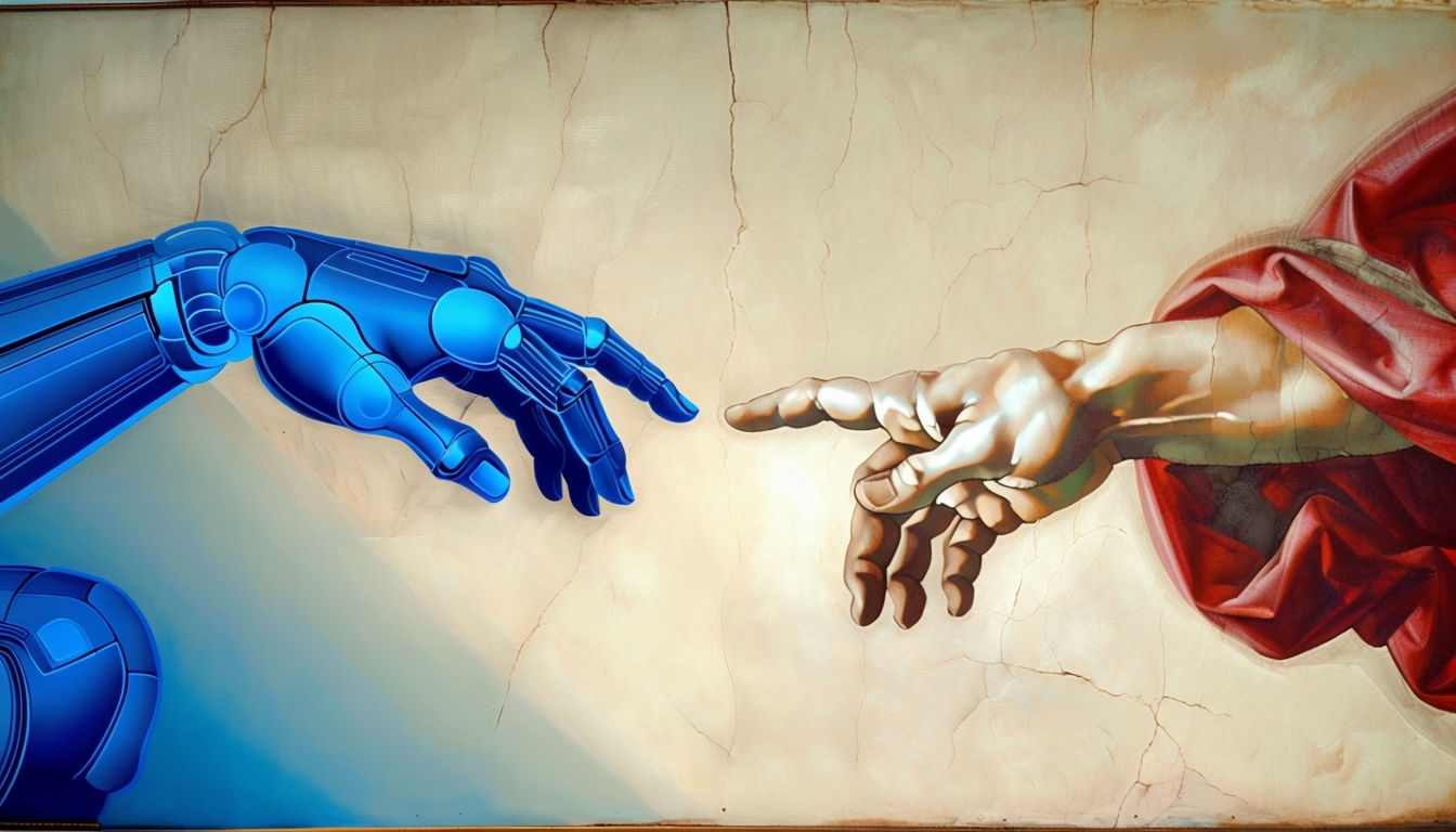 Cybernetic and Classical Art Fusion Virtual Background Design