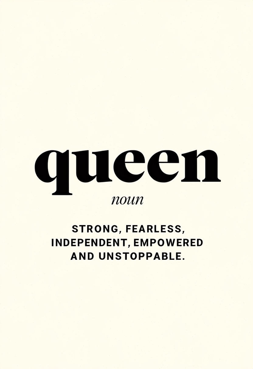 Bold Minimalist Queen Typography Design Poster