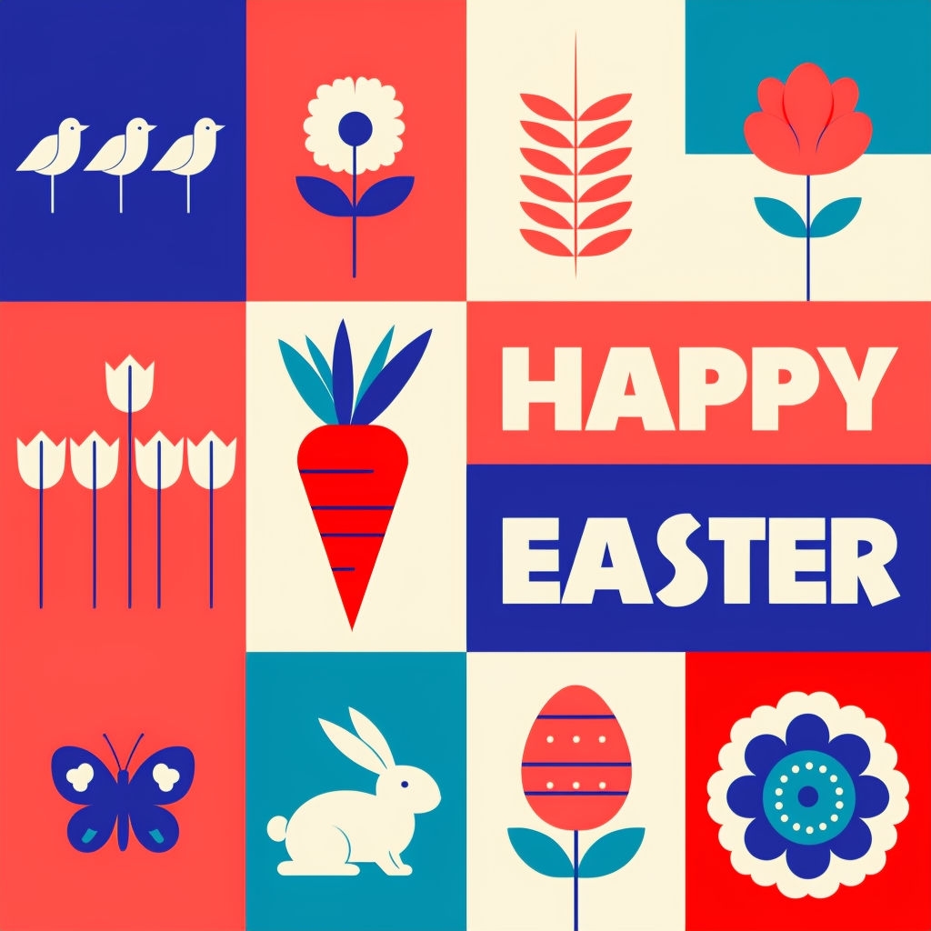 Vibrant Modern Easter Greeting Card Pattern Design Seamless Pattern