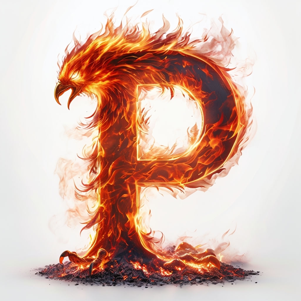 Fiery Phoenix Monogram Letter P Design for Unique Branding Monogram