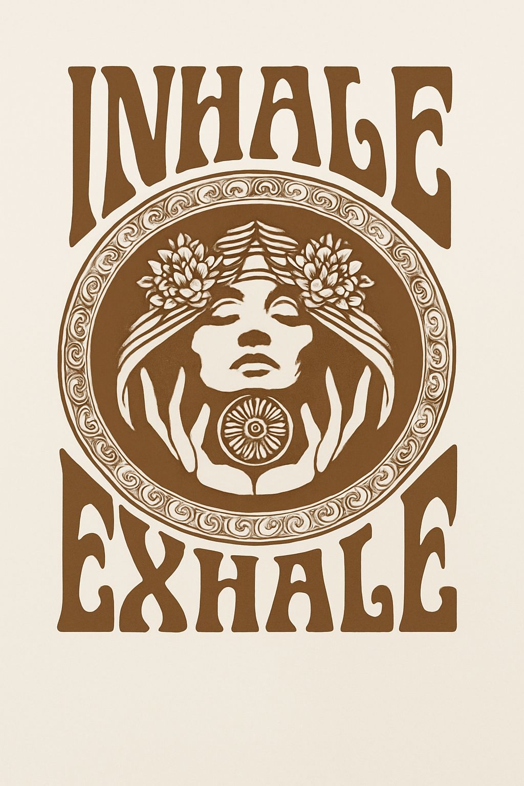 Serene Vintage Inhale Exhale Emblem Illustration Poster