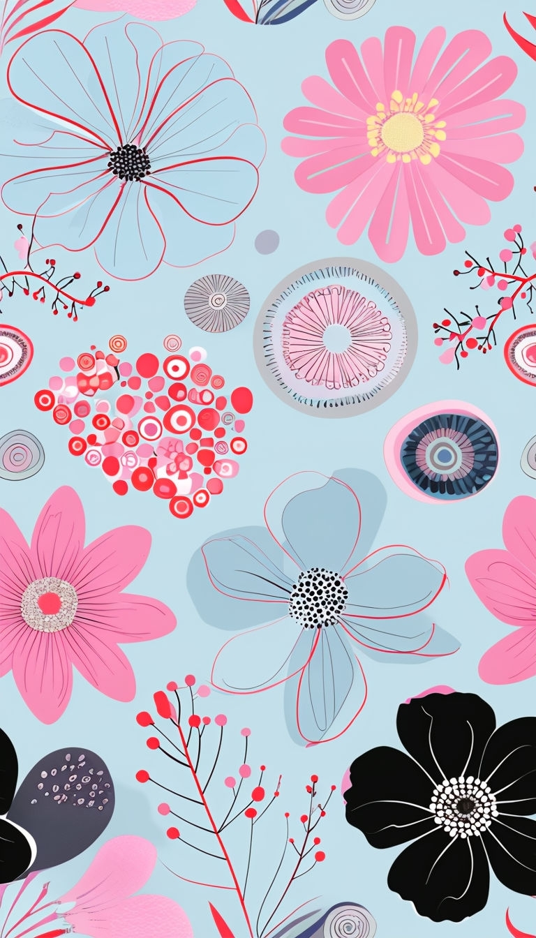 Whimsical Floral Seamless Pattern Design for Textile Wallpaper