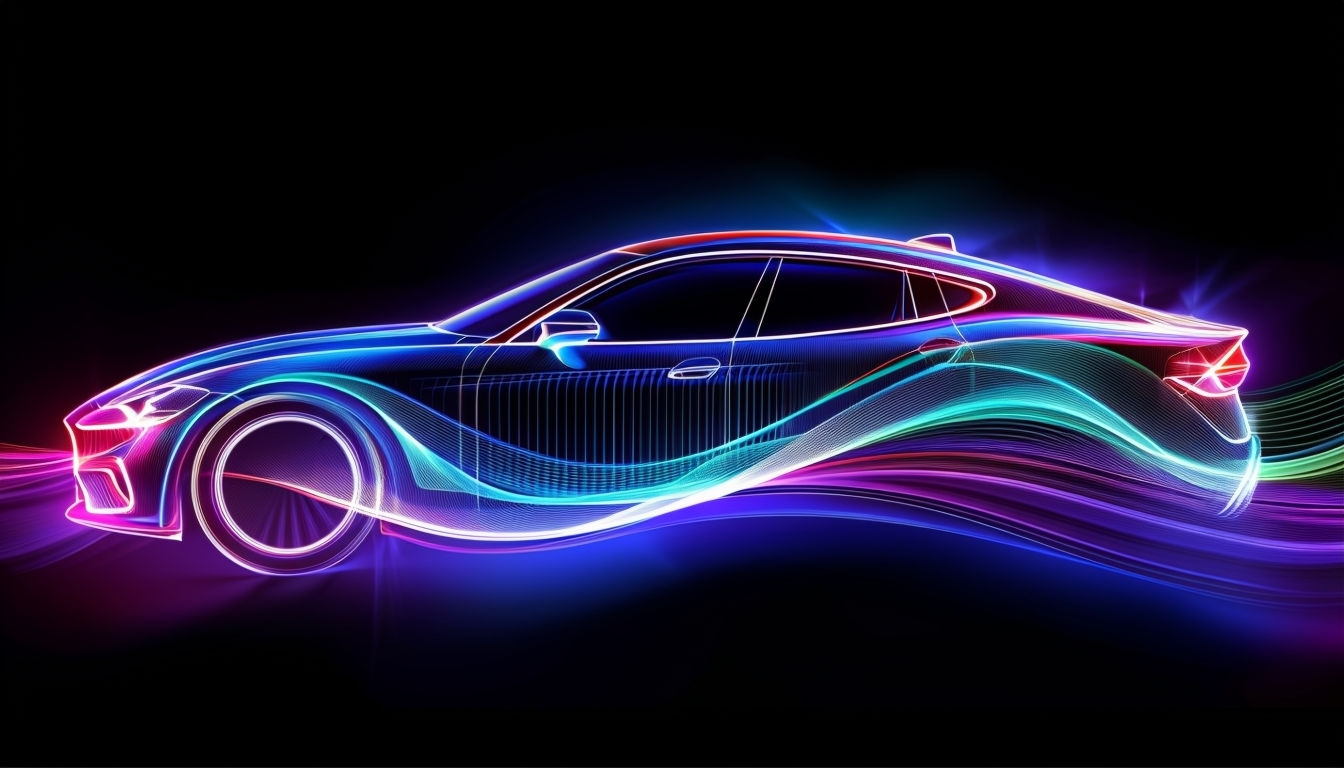 Vibrant Neon Car Silhouette Abstract Art for Dynamic Virtual Backgrounds
