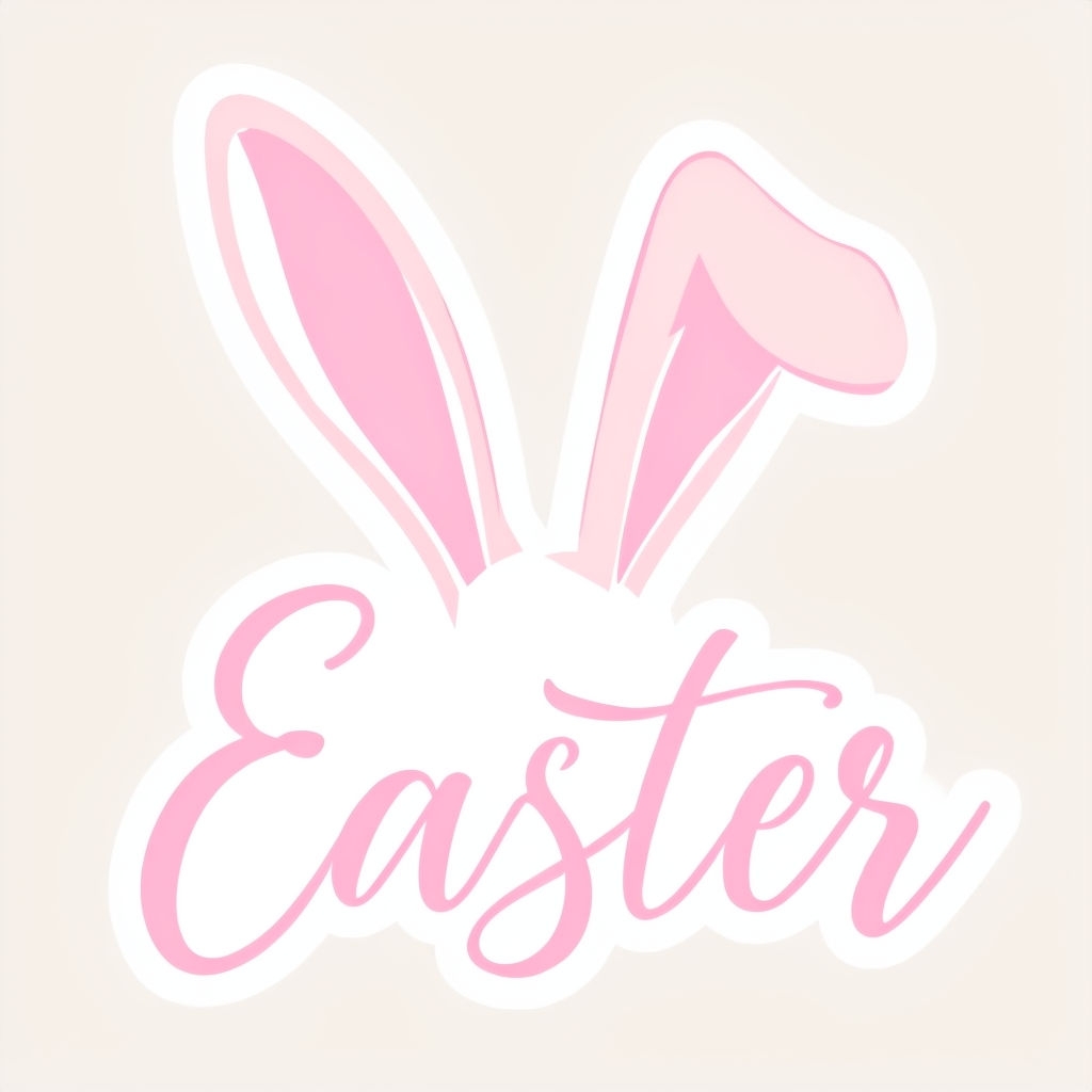 Minimalist Light Pink Bunny Ears Easter Sticker Design