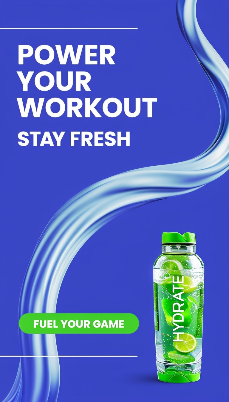 Power Your Workout Hydrate Sports Bottle Advertisement Ads