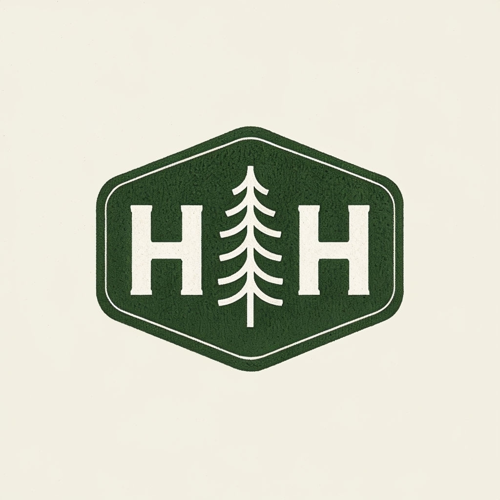 Minimalist Forest Green Hexagonal Logo with Pine Tree Hat