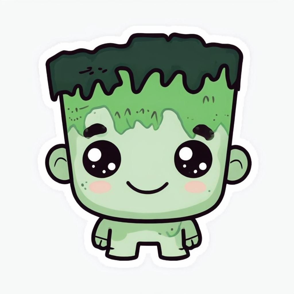 Adorable Chibi Frankenstein Character Cartoon Sticker