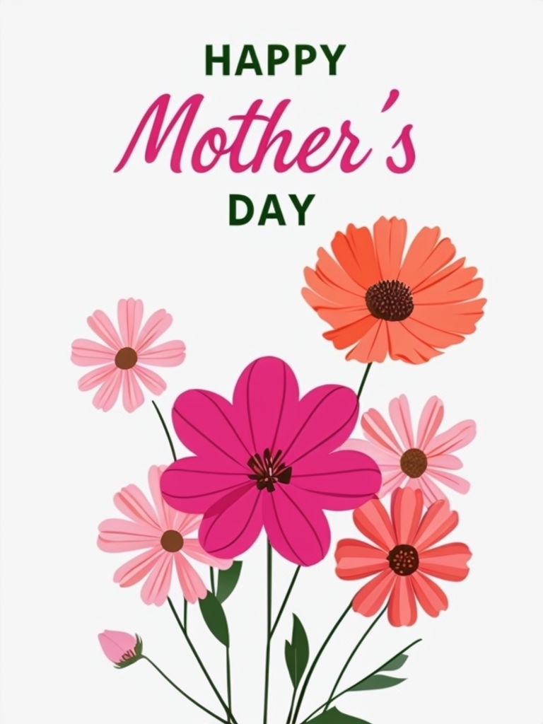 Minimalist Happy Mother's Day Flower Arrangement Poster