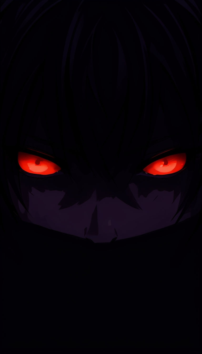 Ominous Glowing Red Eyes Anime Art Illustration