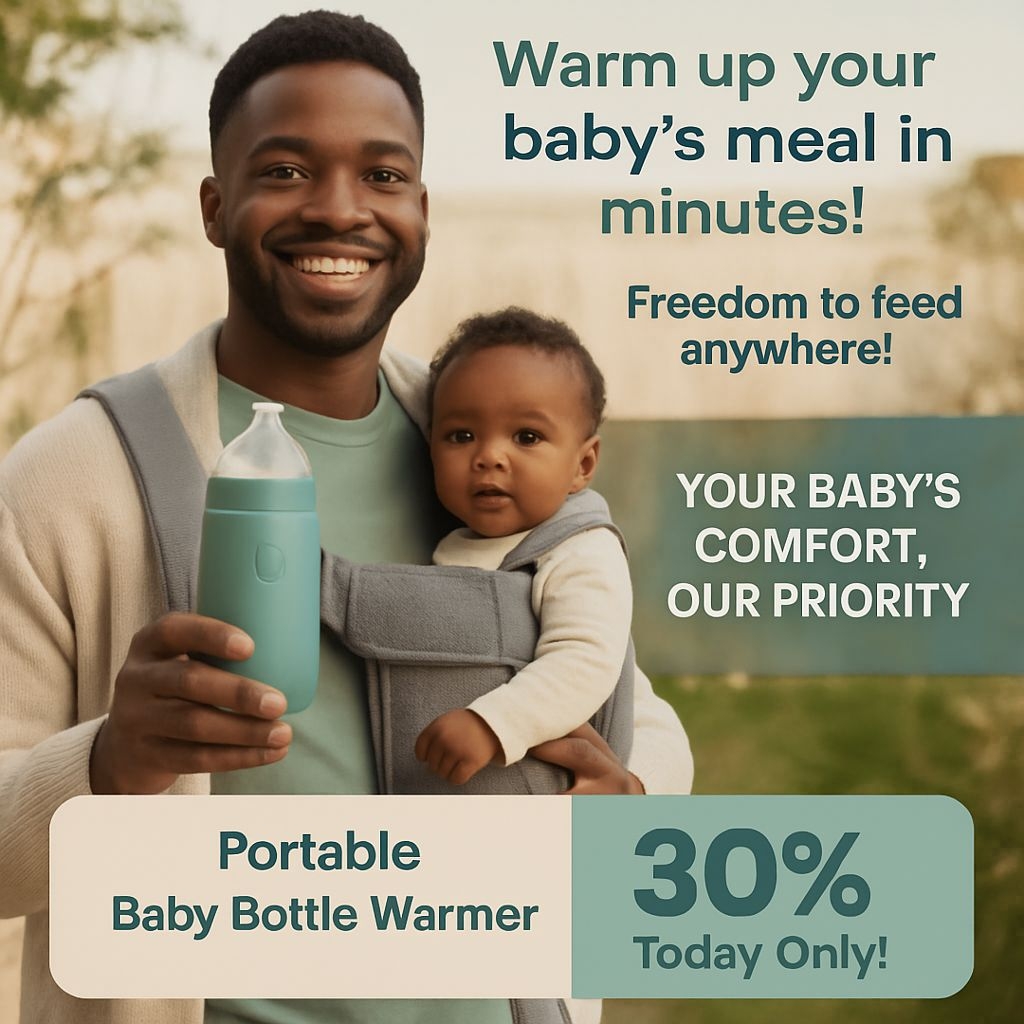 WarmNest Portable Baby Bottle Warmer Ad for New Parents