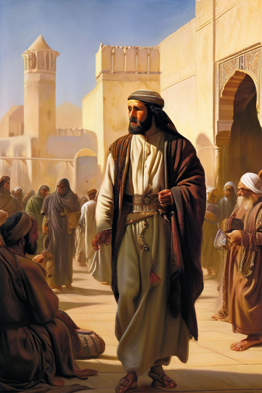 Historical painting depicting Khalid Ibn AlWalid's youthful... by м