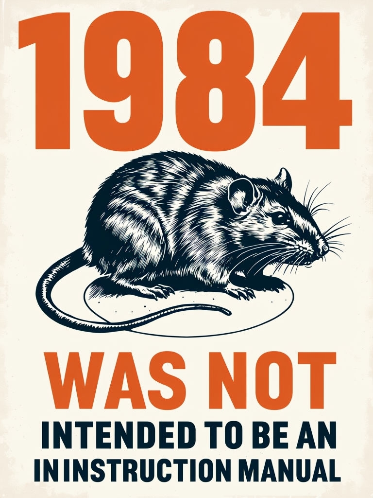 Vintage 1984 Rat Illustration Propaganda T-Shirt