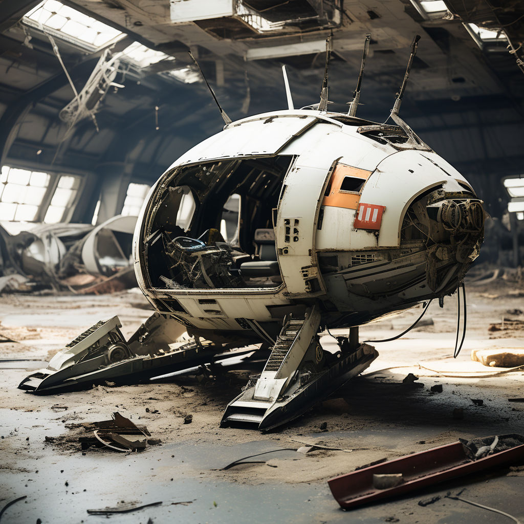 Broken spaceship after the apocalypse remains of astronaut c... by NFT