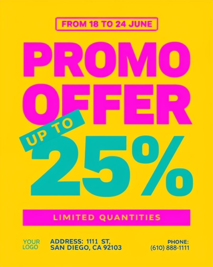 Vibrant Promotional Offer Poster Design for June Sales Ads