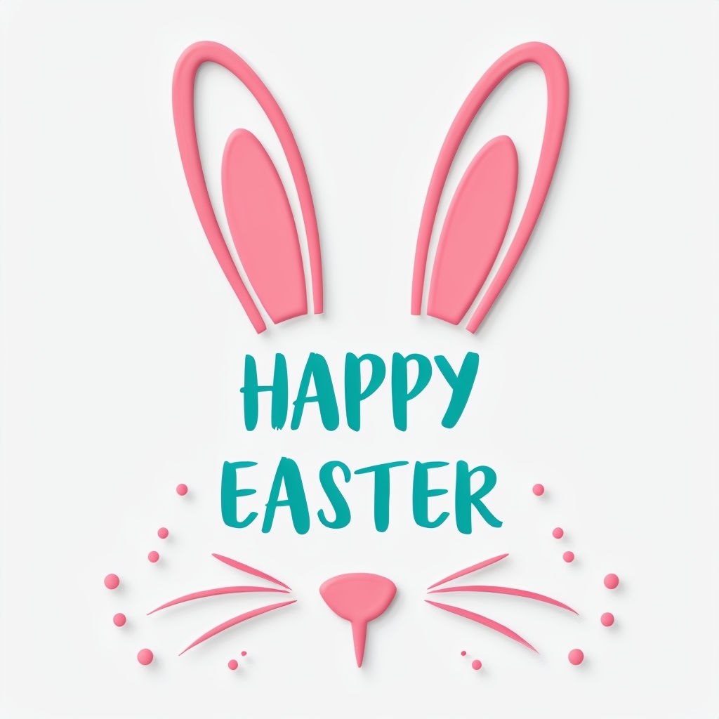 Playful Pink Bunny Happy Easter Sticker Design