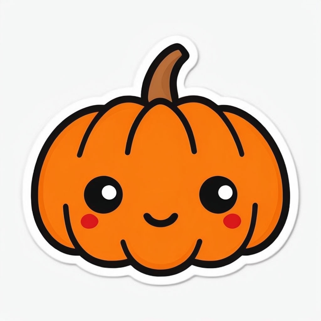 Kawaii Cartoon Pumpkin Face Cheerful Sticker