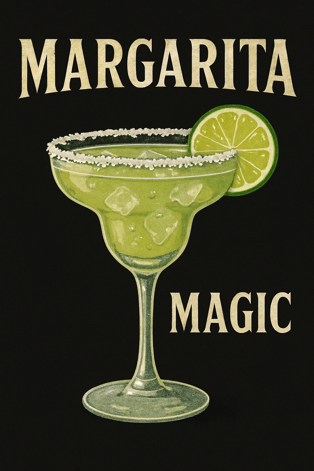 Vintage Margarita Cocktail Illustration with Text Art Poster