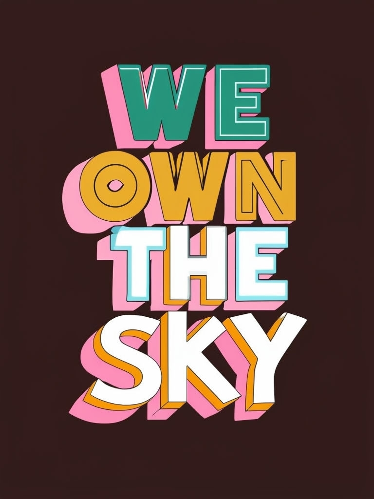 Vibrant 3D Typography 'We Own The Sky' Motivational Poster